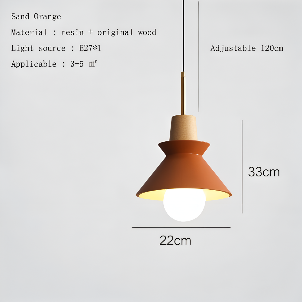 Lampa wisząca kopułowa kolorowa metal drewno