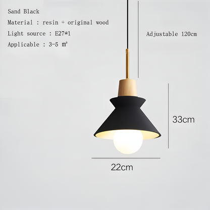 Lampa wisząca kopułowa kolorowa metal drewno