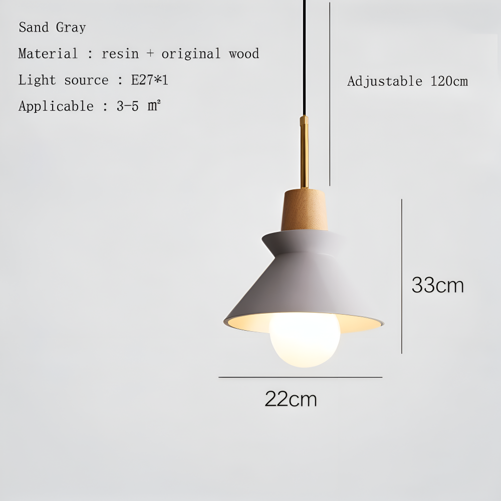 Lampa wisząca kopułowa kolorowa metal drewno