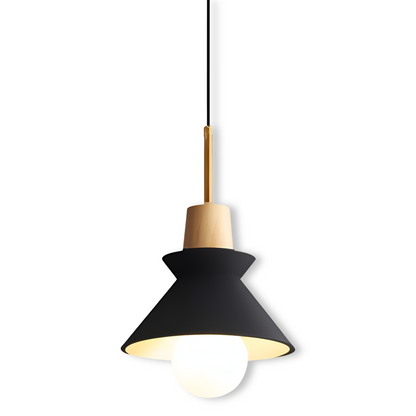 Lampa wisząca kopułowa kolorowa metal drewno