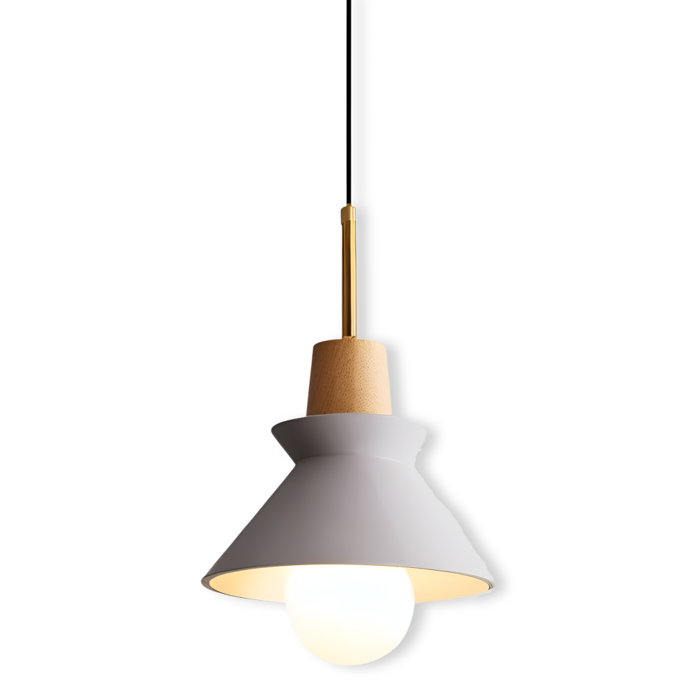 Lampa wisząca kopułowa kolorowa metal drewno