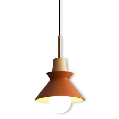 Lampa wisząca kopułowa kolorowa metal drewno