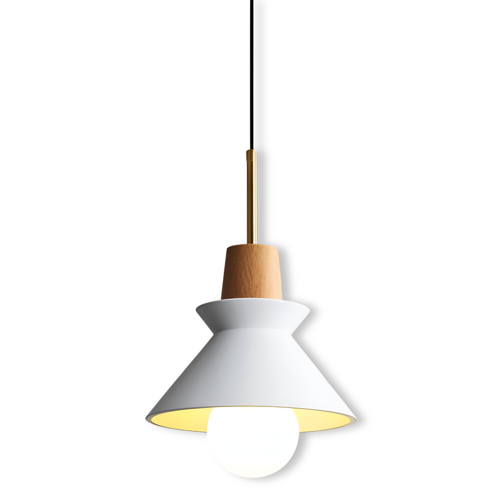 Lampa wisząca kopułowa kolorowa metal drewno