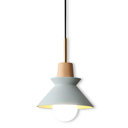 Lampa wisząca kopułowa kolorowa metal drewno