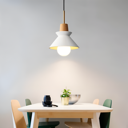Lampa wisząca kopułowa kolorowa metal drewno