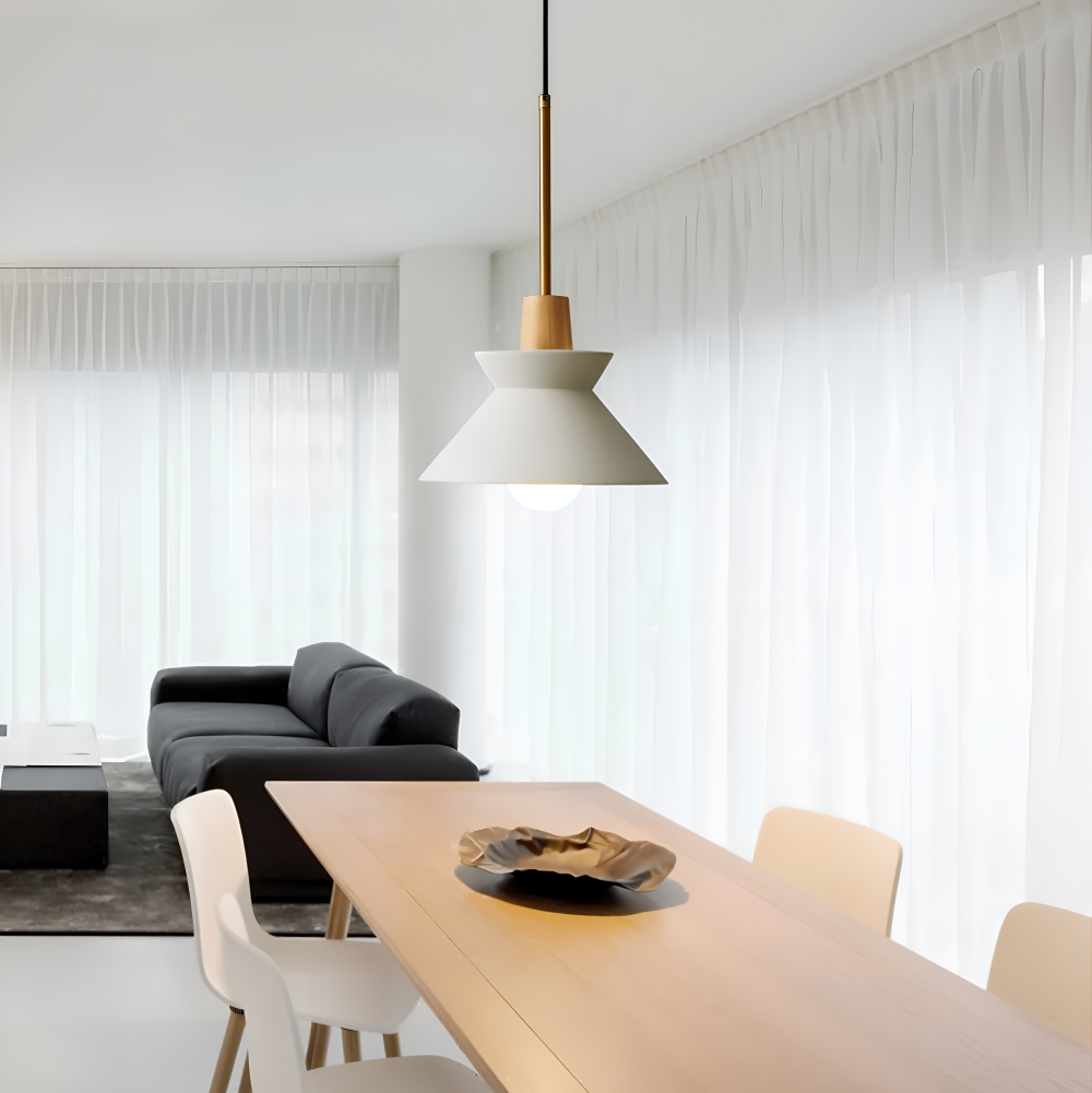 Lampa wisząca kopułowa kolorowa metal drewno
