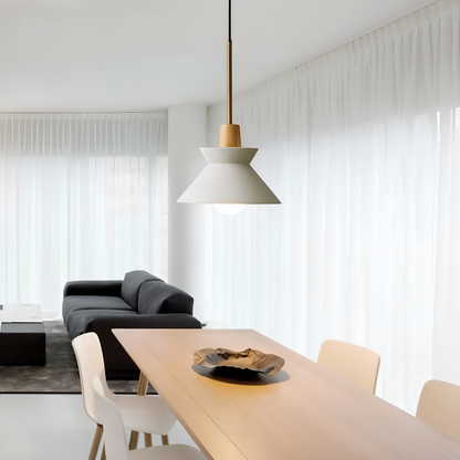 Lampa wisząca kopułowa kolorowa metal drewno