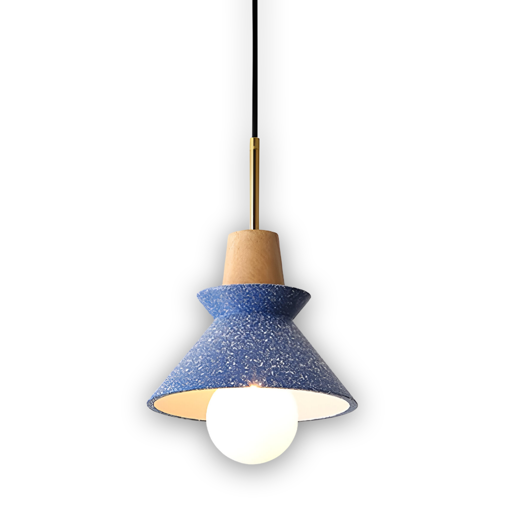 Lampa wisząca kopułowa kolorowa metal drewno