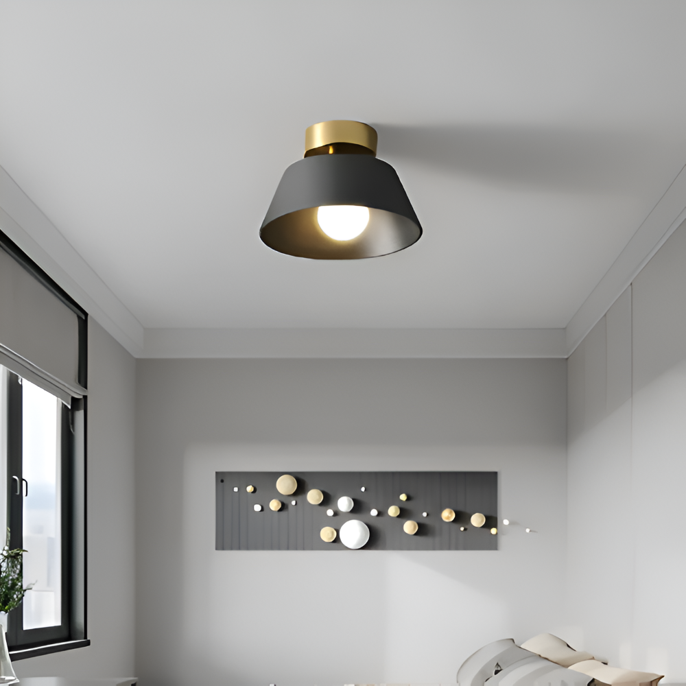 Lampa sufitowa LED metalowa czarno-biała retro
