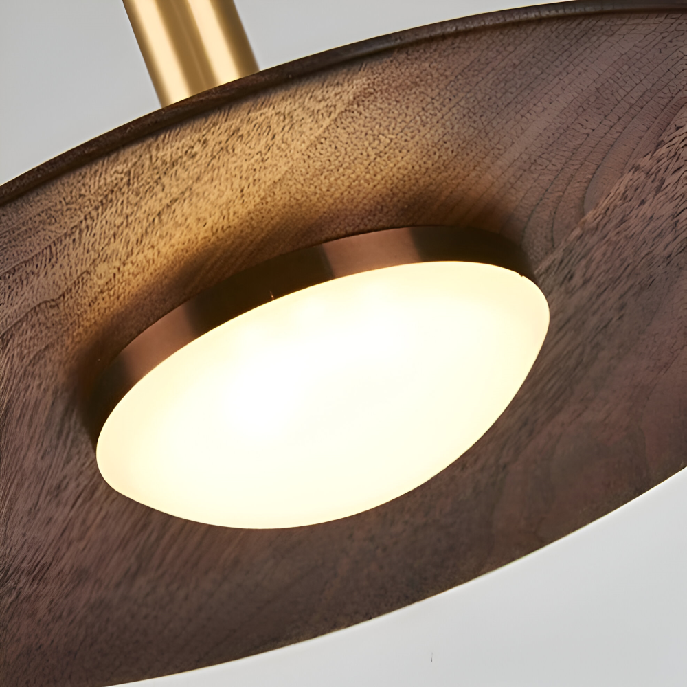 Drewniana lampa wisząca LED nad stół w stylu japandi