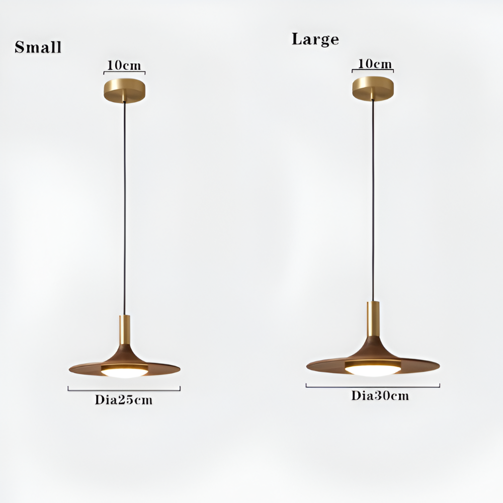 Drewniana lampa wisząca LED nad stół w stylu japandi