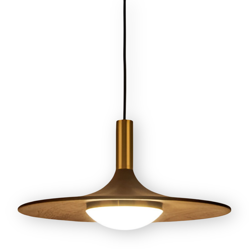 Drewniana lampa wisząca LED nad stół w stylu japandi