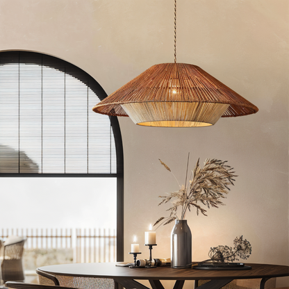 Lampa sufitowa Wabi Sabi z drewna do salonu