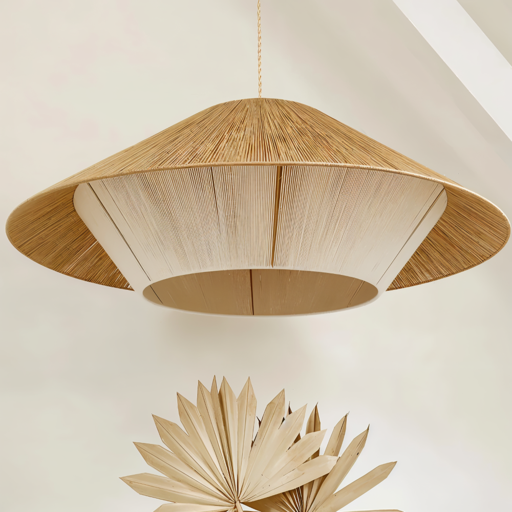 Lampa sufitowa Wabi Sabi z drewna do salonu