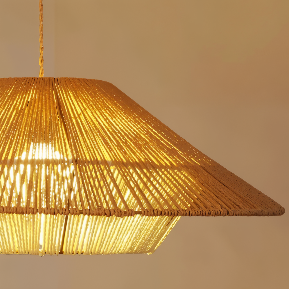 Lampa sufitowa Wabi Sabi z drewna do salonu