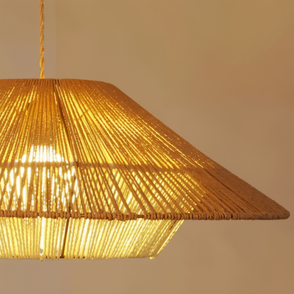 Lampa sufitowa Wabi Sabi z drewna do salonu
