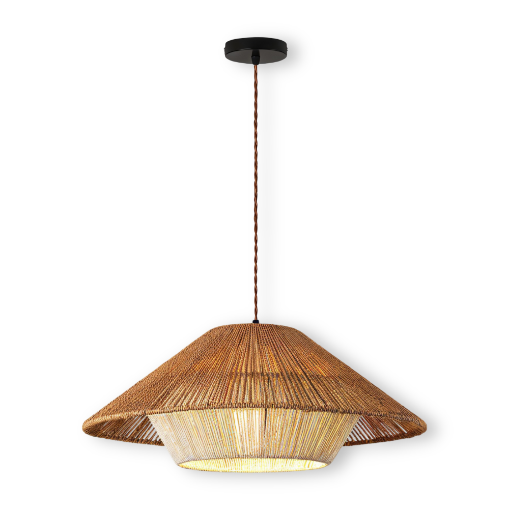 Lampa sufitowa Wabi Sabi z drewna do salonu