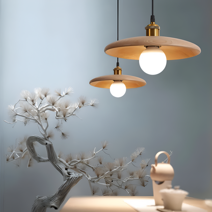 Drewniana lampa wisząca japońska minimalistyczna