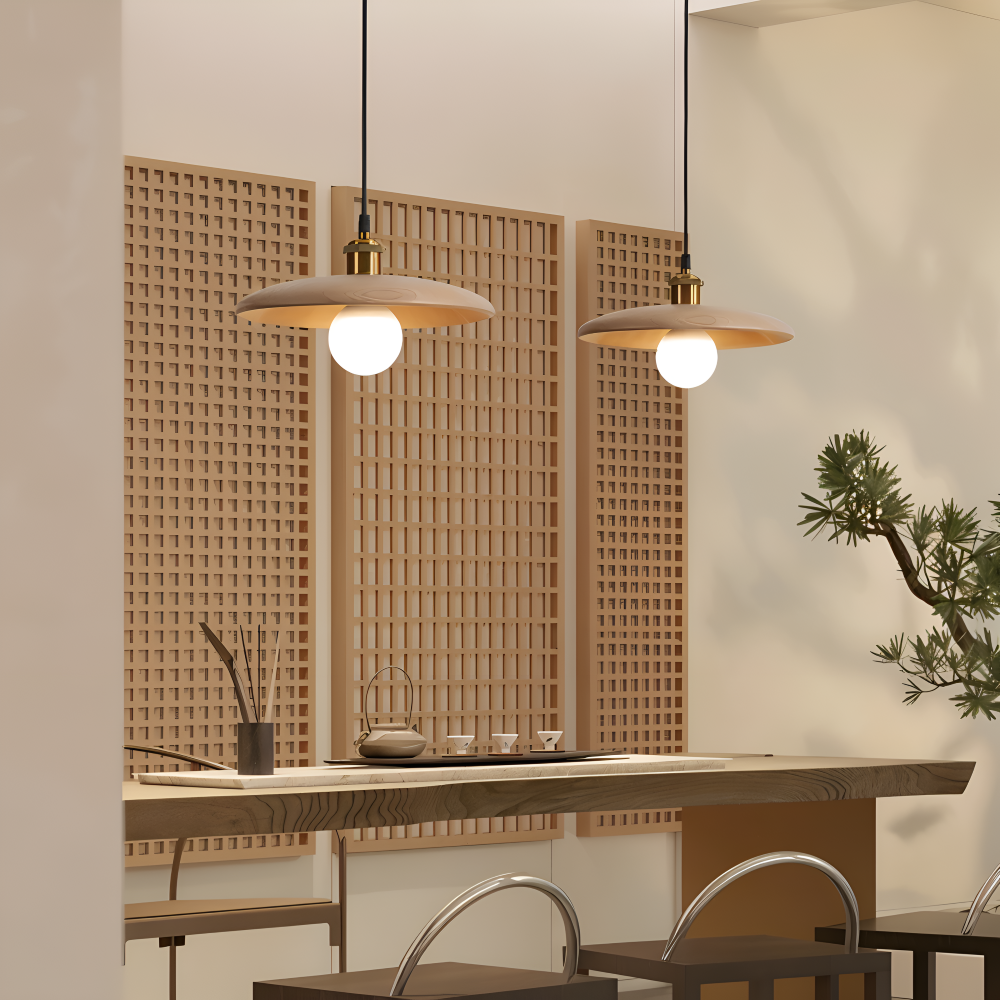 Drewniana lampa wisząca japońska minimalistyczna