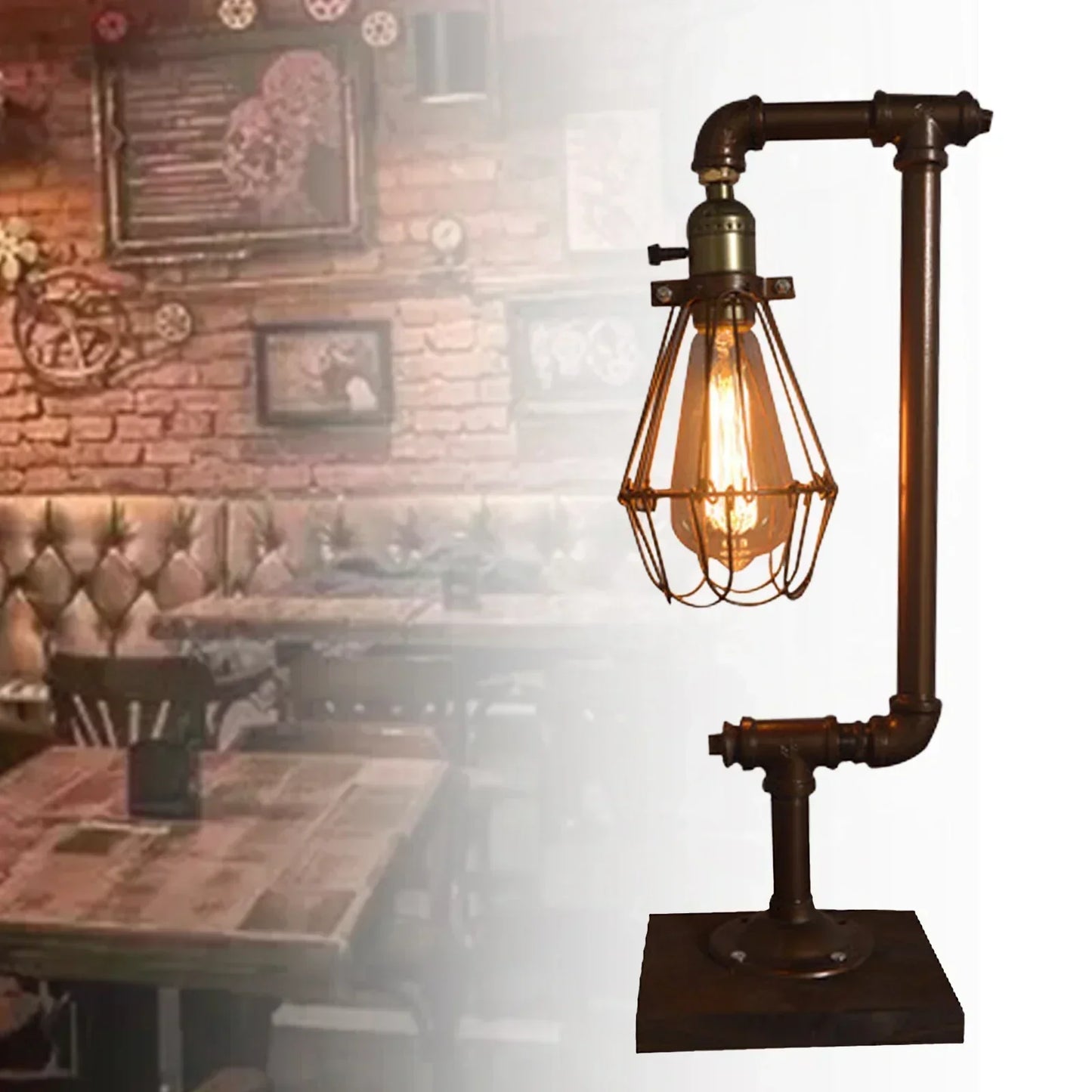 Czarna metalowa lampa stołowa vintage na biurko