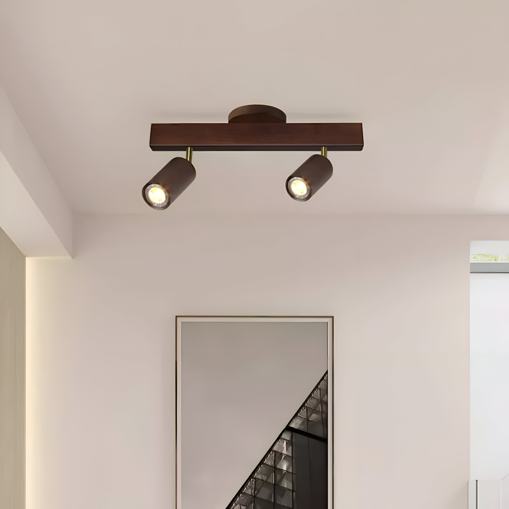 Regulowany plafon spot LED z drewna i metalu