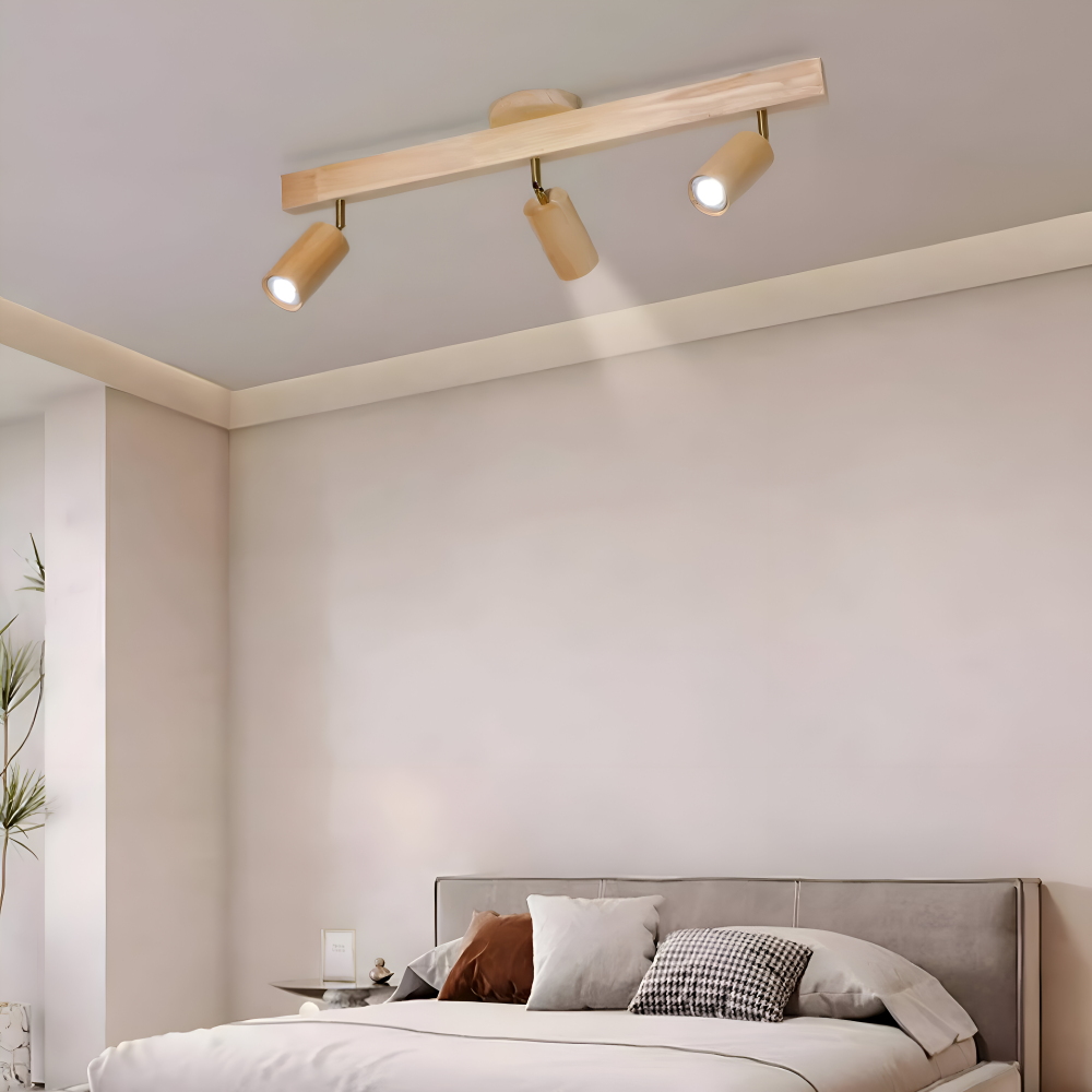Regulowany plafon spot LED z drewna i metalu