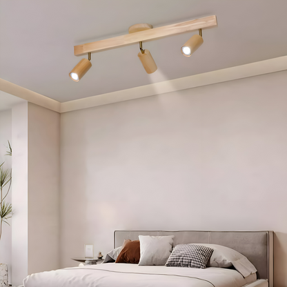 Regulowany plafon spot LED z drewna i metalu