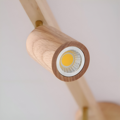 Regulowany plafon spot LED z drewna i metalu
