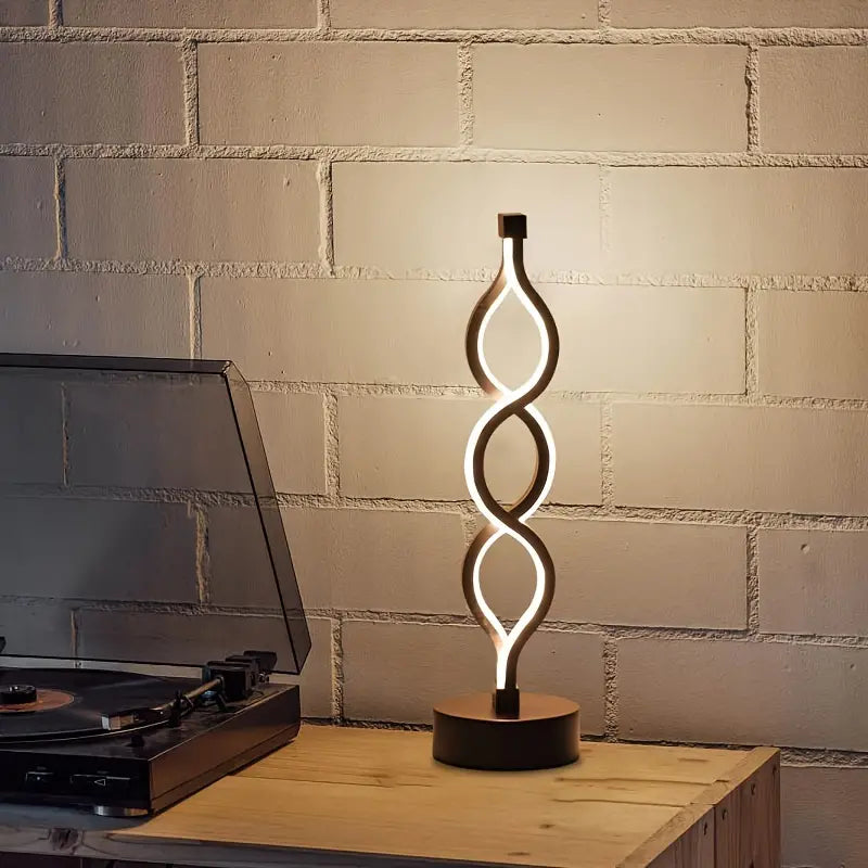 Czarna lampka stołowa LED spiralna ściemniana USB
