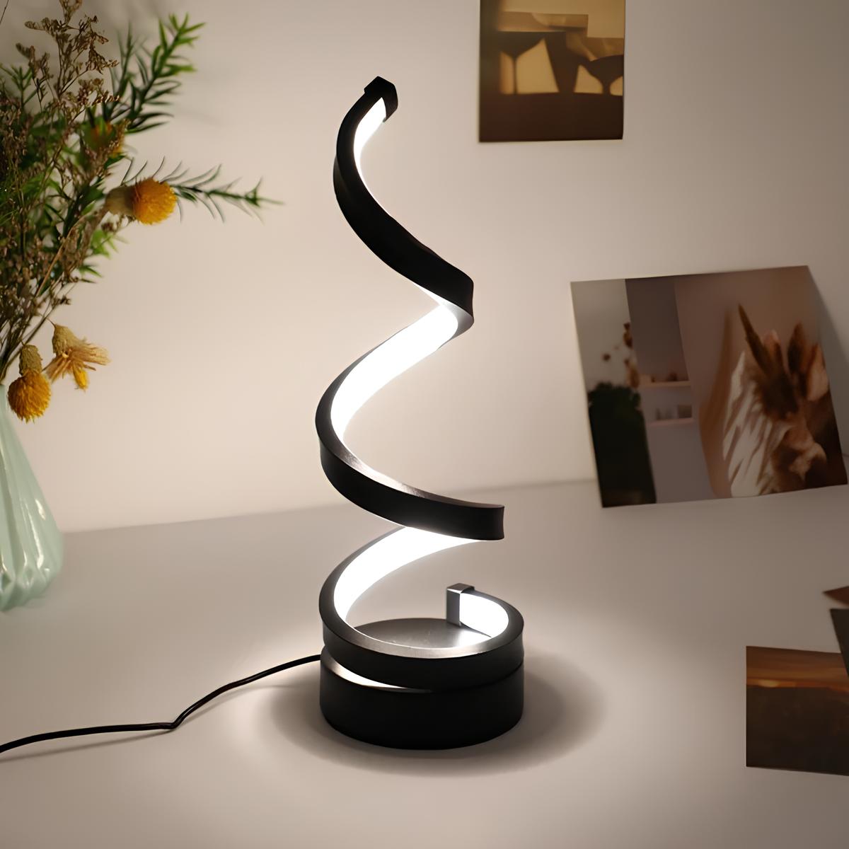 Lampa stołowa LED spiralna ściemniana USB