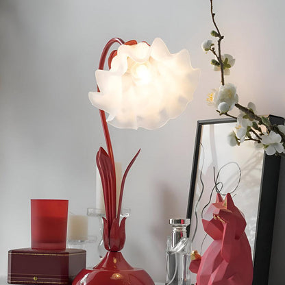Lampa stołowa LED francuska antyczna z kwiatowym kloszem